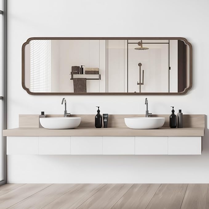WallBeyond Full Length Mirror Wall Mounted 71"x24", Rustic Wooden Frame Floor - Image 4