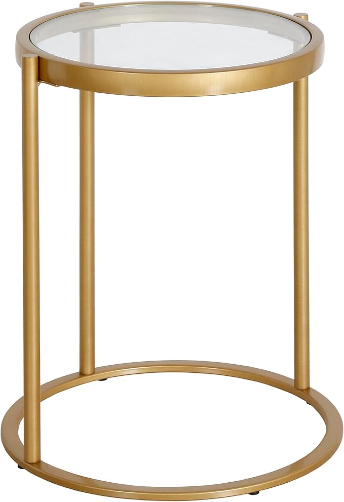 Duxbury 16'' Wide Round Side Table in Brass by HennHart