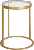 Duxbury 16'' Wide Round Side Table in Brass by HennHart