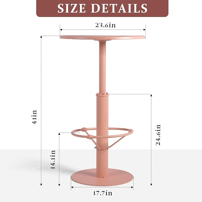 42" Tall Modern Industrial Bar Table-23.6" Dia Round Metal Top Standing Pub - Image 2