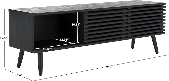 SAFAVIEH Averi TV Stand for up to 65" Flatscreen – Black, 2 Sliding Doors - Image 2
