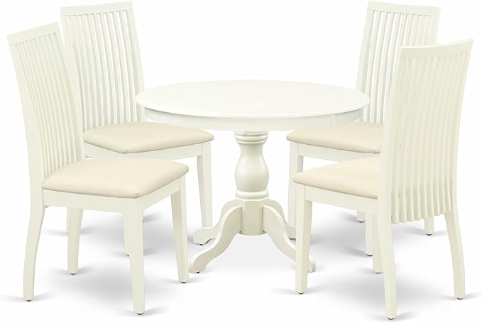 East West Furniture HBIP5-LWH-C 5 Piece Dining Set Includes a Round Dining Table by EastWestFurniture