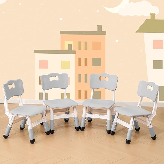 4 Piece Kids Chair Set 3 Levels Adjustable Stackable Kids Chairs Ideal by WHY+TOYS