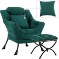 Lazy Chair with Ottoman, Comfy Reading Chair with Footstool & Pillow Modern by YOTATING