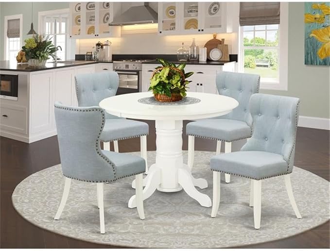 East West Furniture SHSI5-WHI-15 5 Piece Dining Table Set - Image 2