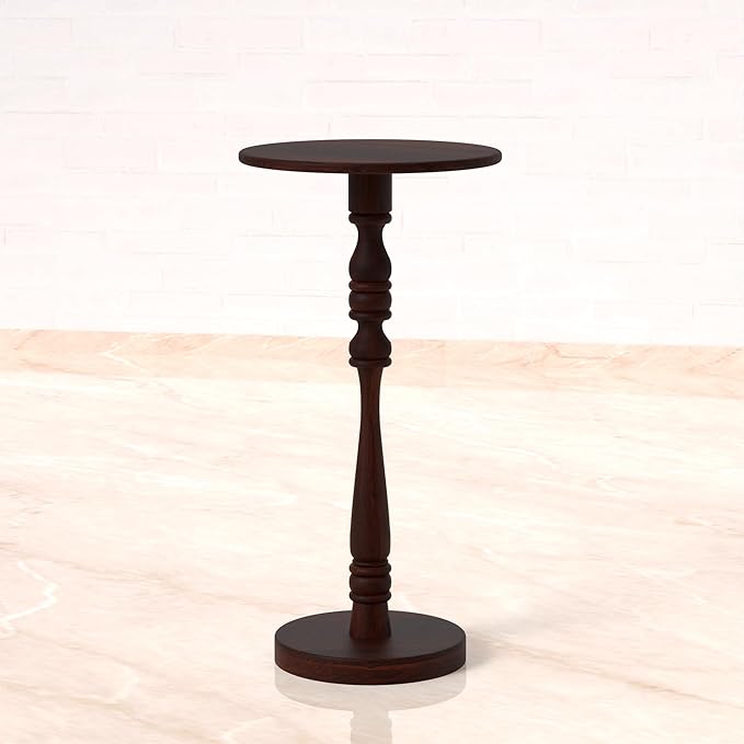Relso Stambha Solid Wood Drink Table – 24" Tall Round Accent Side Table - Image 8