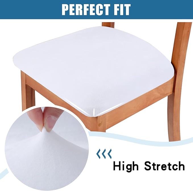 Smiry Velvet Seat Covers for Dining Room Chair Set of 6, Stretch Fit Removable - Image 4