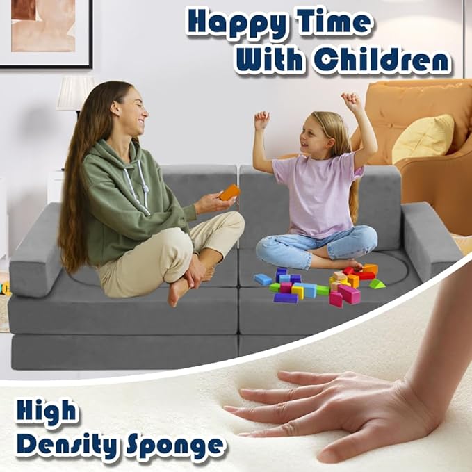 Modular Kids Play Couch Convertible Toddler Building Fort Sofa and Cushion - Image 5