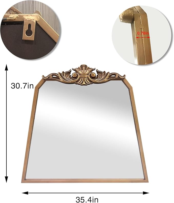 POZINO Gold Arch Mirror, Vintage Decorative Mirrors - Image 5