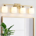 Stainless Steel Milk Glass Vanity Lights by MecgirnLighting