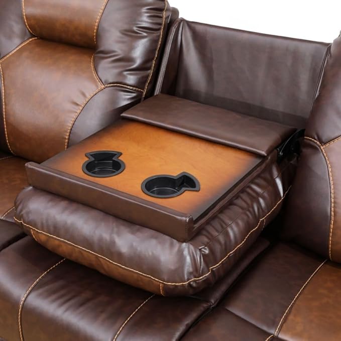 Manual Breathing Leather Reclining Sofa, Comfortable Wide Lazy Leather Couch - Image 5