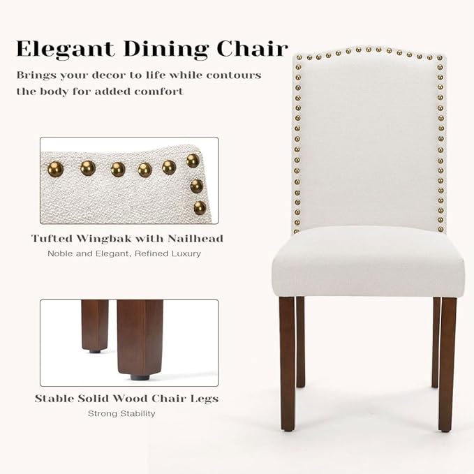 Kitchen Chairs Set of 4 Modern Upholstered Fabric Seat - Image 6