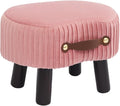 Small Footstool with Handle, Velvet Ottoman Foot Rest with Padded Seat by Leesingdo