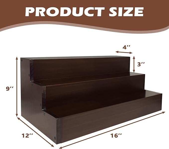 Royxen Wood Liquor Bottle Shelf 3 Tier Bar Shelf Freestanding Vintage Liquor - Image 3