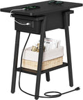 End Table with Charging Station, Flip Top Side Table with USB Ports and Outlets by Asgolion