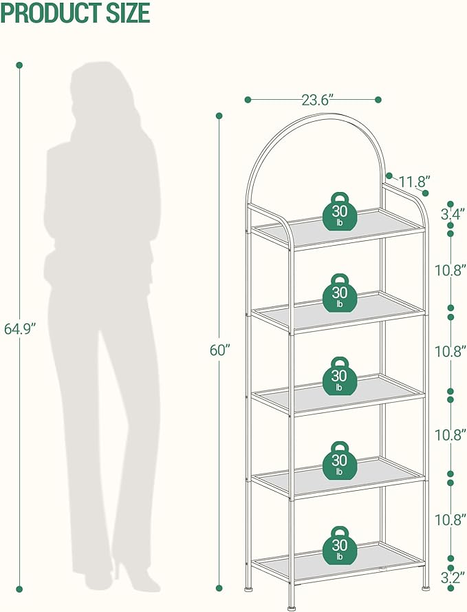 Bookcase Bookshelf, Tempered Glass Bookshelves, Slim Shelving Unit - Image 2