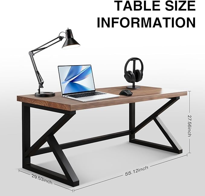 Solid Wood Computer Desk 55-inch Large Office Desk Home Simple Modern Long Desk - Image 2