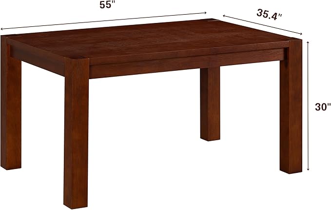 NTC Block 55 Inch Modern Farmhouse Dining Table, Rectangular Dinner Table - Image 2