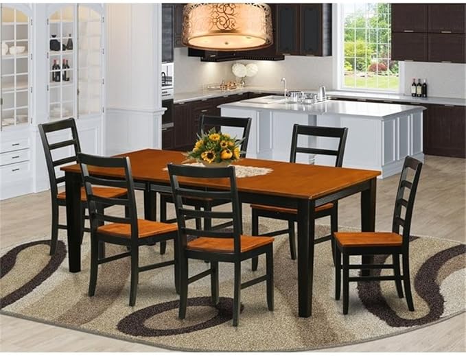 East West Furniture QUPF7-BCH-W 7 Piece Kitchen Table & Chairs Set Consist of a - Image 2