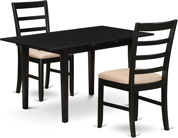 East West Furniture NOPF3-BLK-C 3 Piece Dining Room Table Set Contains a by EastWestFurniture