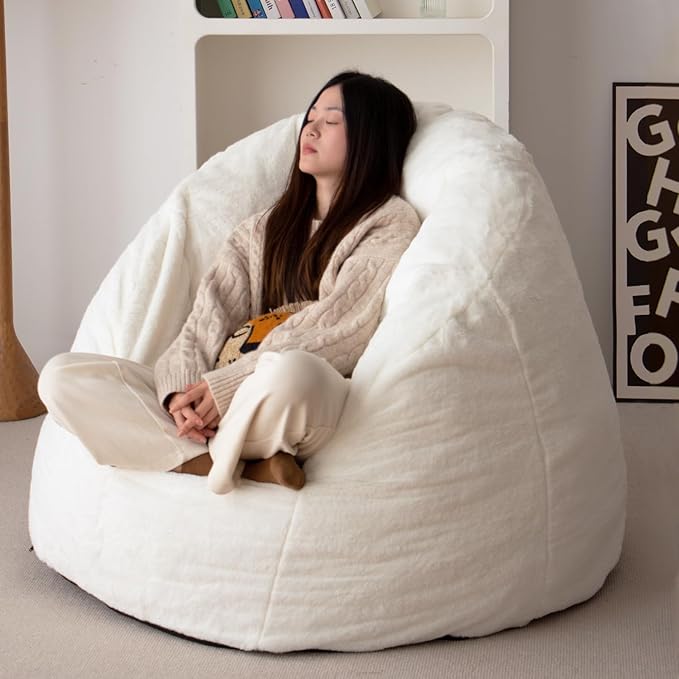 N&V Large Shell Bean Bag Chair, Adult Size Bean Bag Sack, Foam Filling by NV