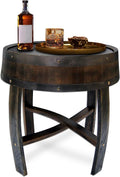 Medieval Retro Wine Barrel Design Coffee Table Wooden Round Creative End Table by qxsxkjMetalWallArt