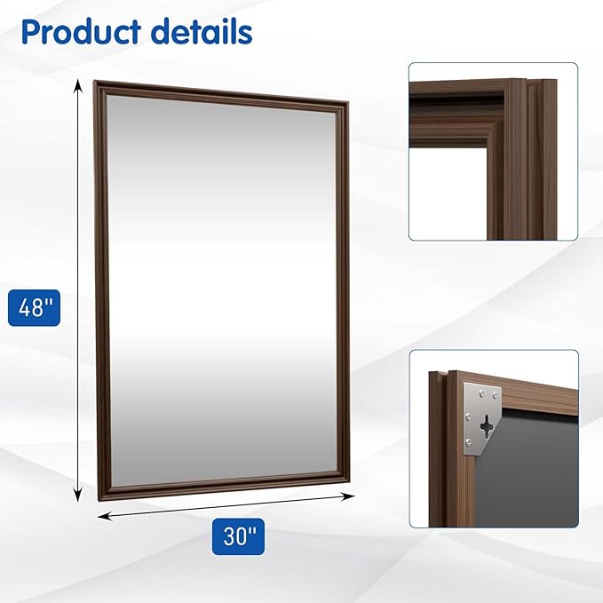 WEER Retro Copper Bathroom Mirror, 48x30 Inch Bronze Oil Rubbed Framed Mirror - Image 7