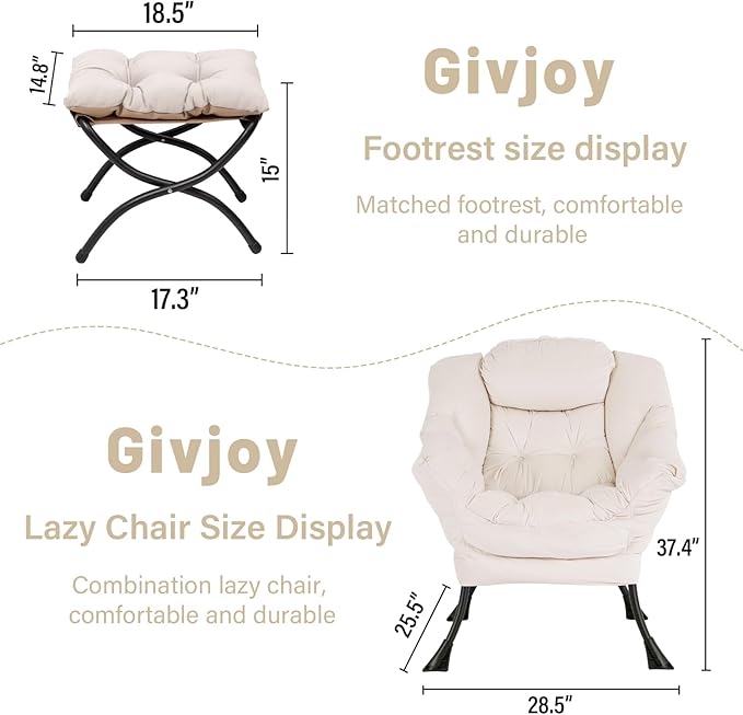 Lazy Chair and Ottoman, Large Accent Lounge Chair - Image 3