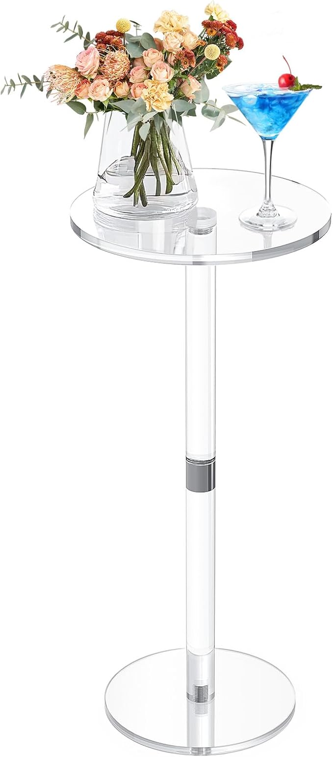 9.8" Round Clear Acrylic End Table by Cilinta
