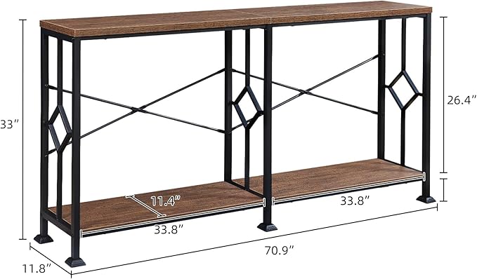 HOMISSUE Long Entryway Console Table, 70.9" Industrial Narrow Sofa Tables - Image 2
