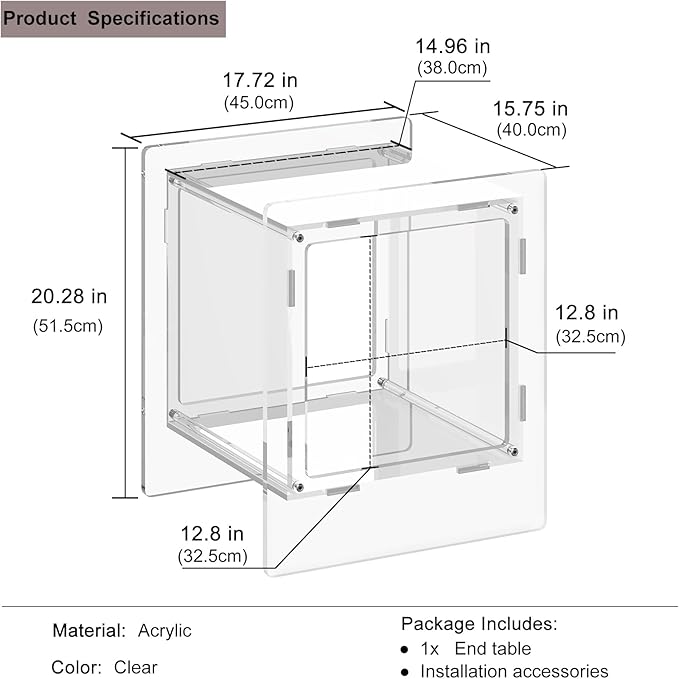Acrylic End Table, Side Table Nightstand - Image 3