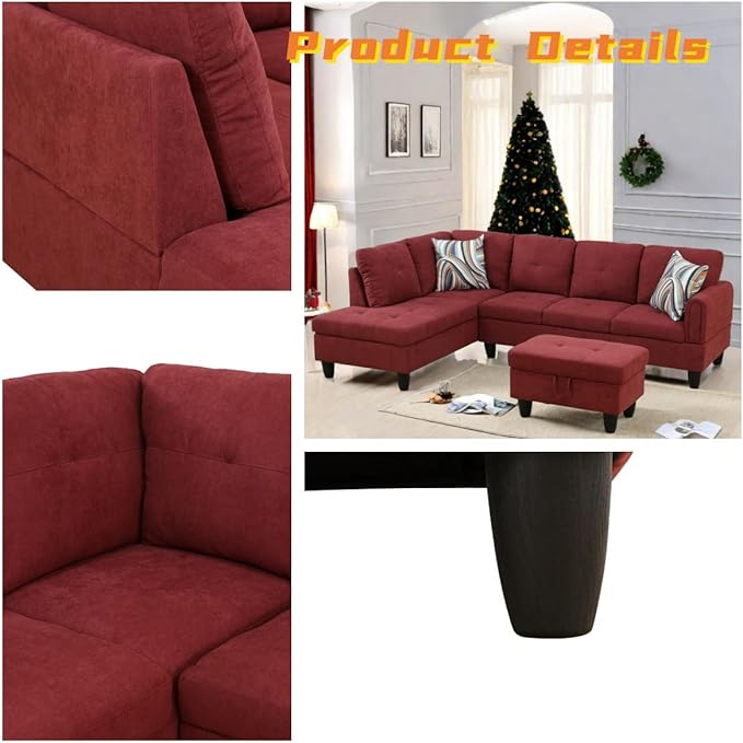 L Shaped Sectional Couch with Otttoman, Apartments - Image 4