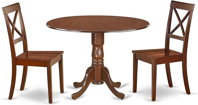 East West Furniture DLBO3-MAH-W 3 Piece Modern Dining Table Set Contains a by EastWestFurniture
