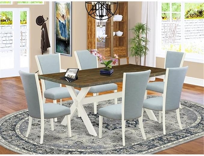 East West Furniture X077VE215-7 7 Piece Dining Set Consist of a Rectangle - Image 2