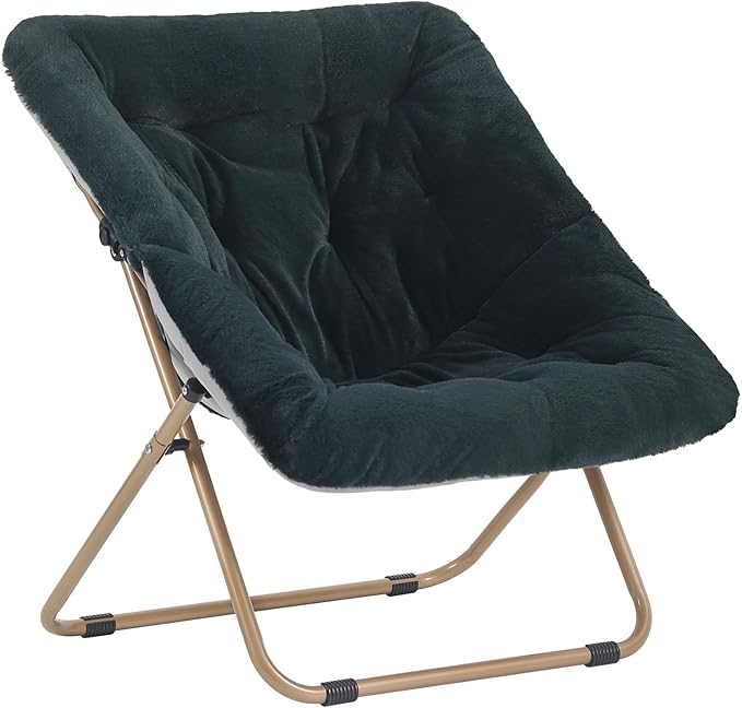 Saucer Chair, Comfy Bedroom Chairs, Oversized Folding Faux Fur Chair, Foldable by Furlide