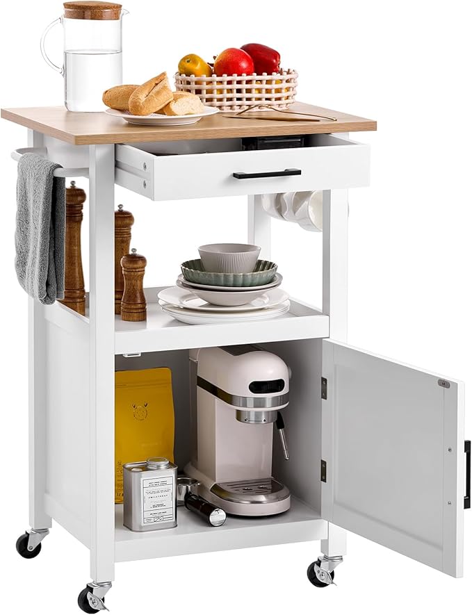 VEVOR Kitchen Island Cart with Single Door Cabinet, Mobile Carts with Drawer by VEVOR