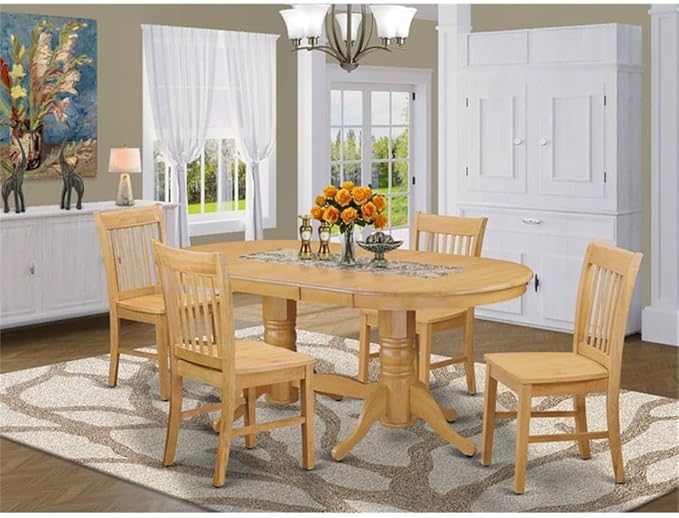 East West Furniture VANO5-OAK-W 5 Piece Dinette Set - Image 2