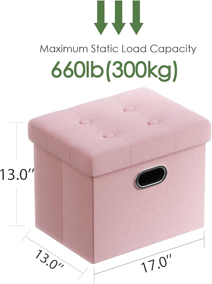 PRANDOM Ottoman with Storage Velvet Folding Small Square Foot Stool with Lid - Image 3