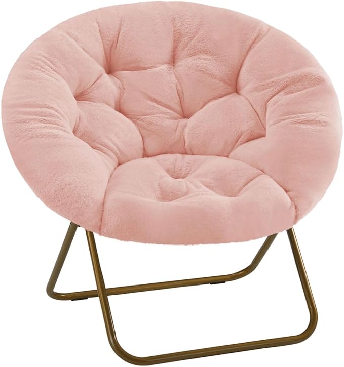 Comfortable Cozy Faux Fur Disc Chair Foldable Feature by Unknown