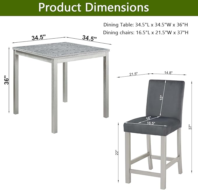 KEIKI 5-Piece Counter Height Dining Table Set - Image 3