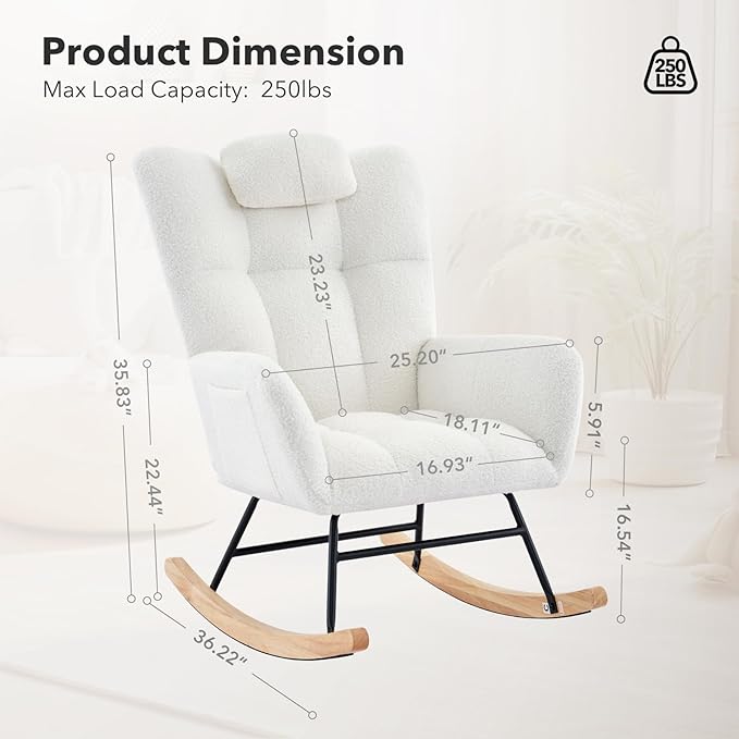 Nursery Rocking Chair, 300Lb Glider Chair - Image 2