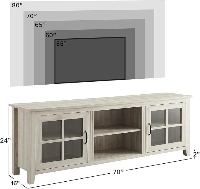 Walker Edison Portsmouth Classic 2 Glass Door TV Stand - Image 6