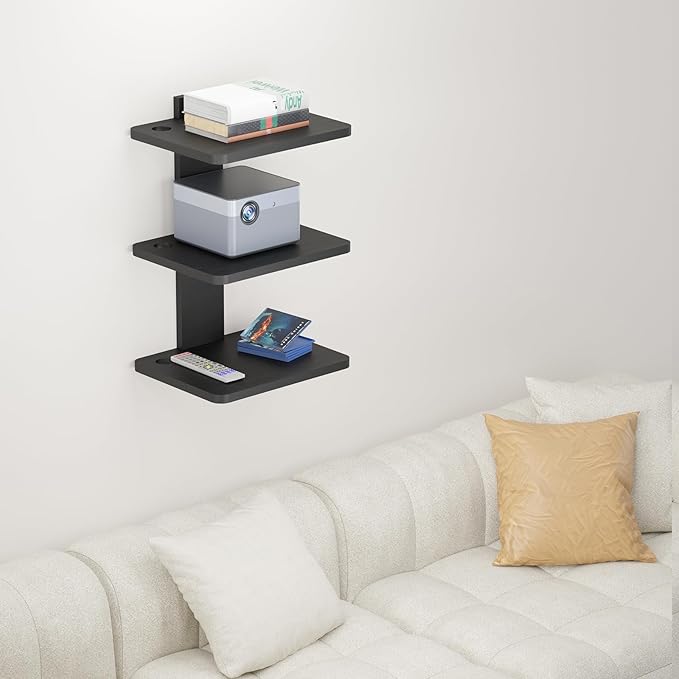 WALI Projector Mount Floating TV Shelf, Holds Up to 22lbs, Wooden Floating Shelf - Image 7