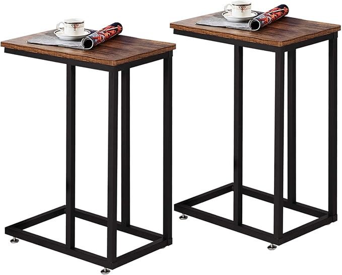 VECELO C Shaped End Side Table for Sofa Couch and Bed Snack TV Tray for Living by VECELO
