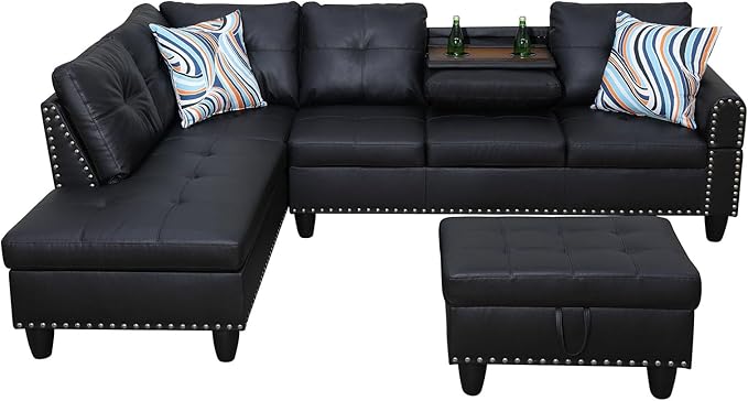 L Shaped Sectional Couch with Cup Holders, Apartments - Image 7