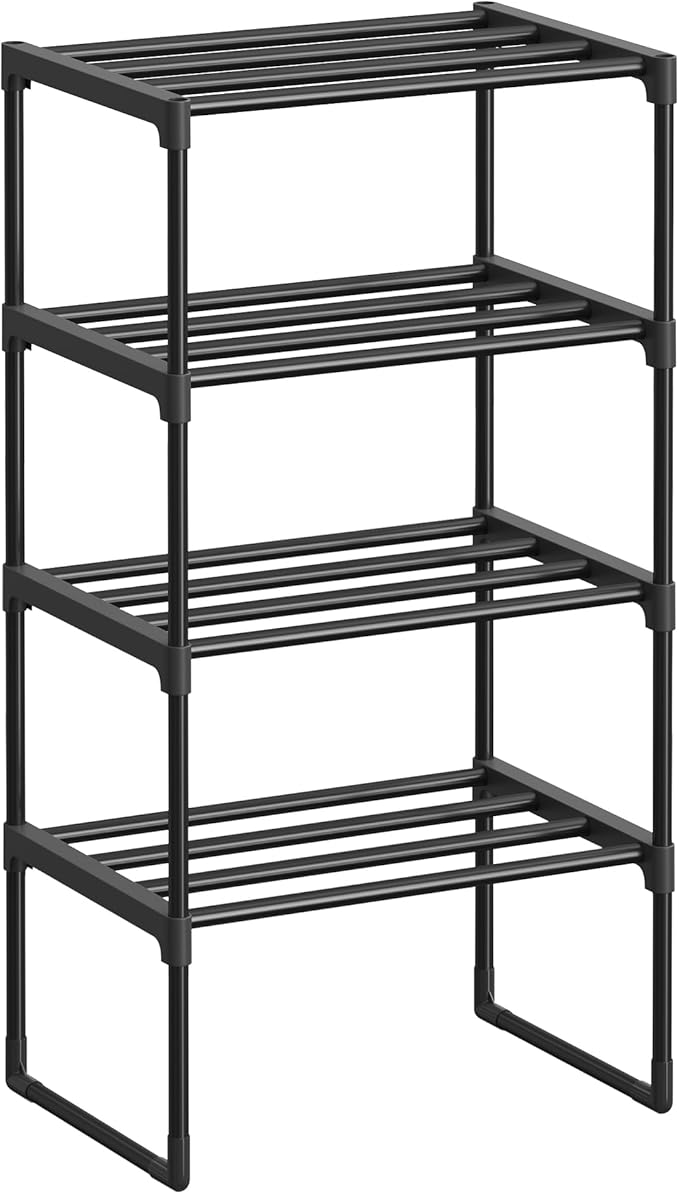SONGMICS Shoe Rack, 4-Tier Shoe Organizer, Metal Storage Shelf, Upright or by SONGMICSbySONGMICSHOME