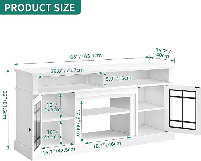 YITAHOME White TV Stand for 75 Inch TV, LED Modern Entertainment Center - Image 2