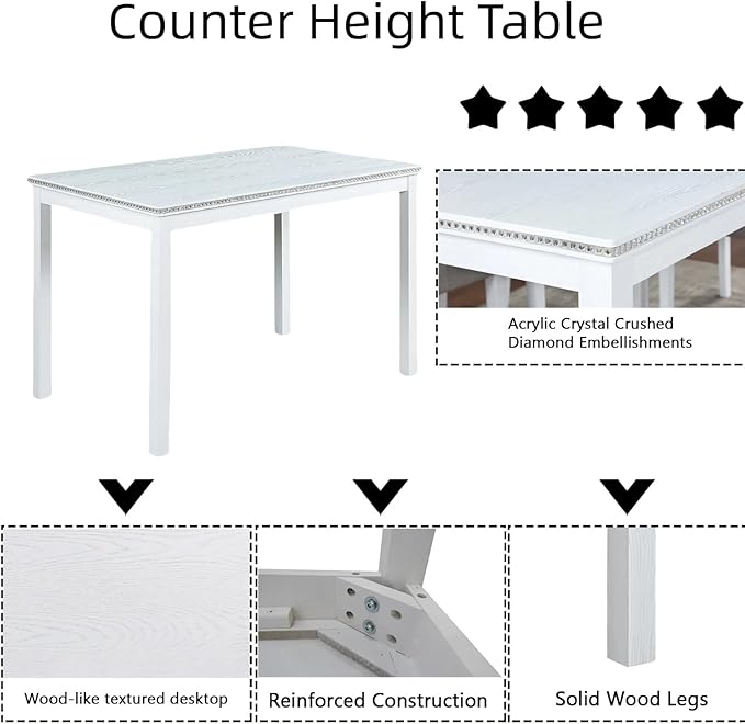 Dining Table Set for 4, 5-Piece Dining Room Table Set - Image 4