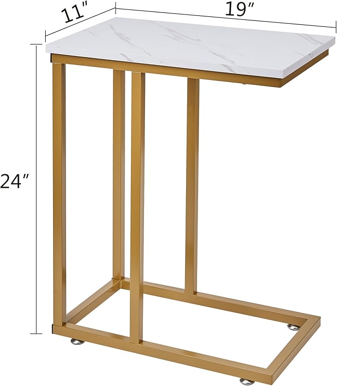VECELO C Shaped End Side Table for Sofa Couch and Bed Snack TV Tray for Living - Image 7