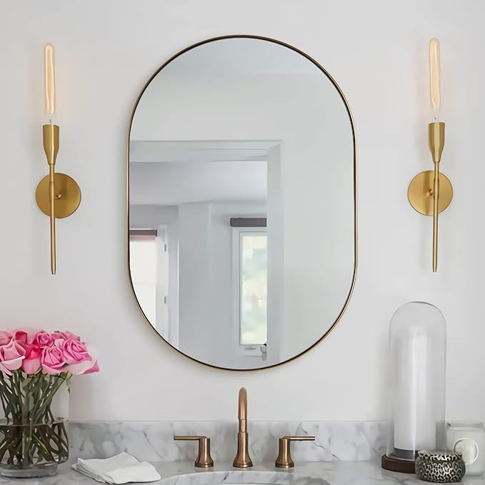 ANDY STAR Gold Oval Mirror, Brass Mirror - Image 9